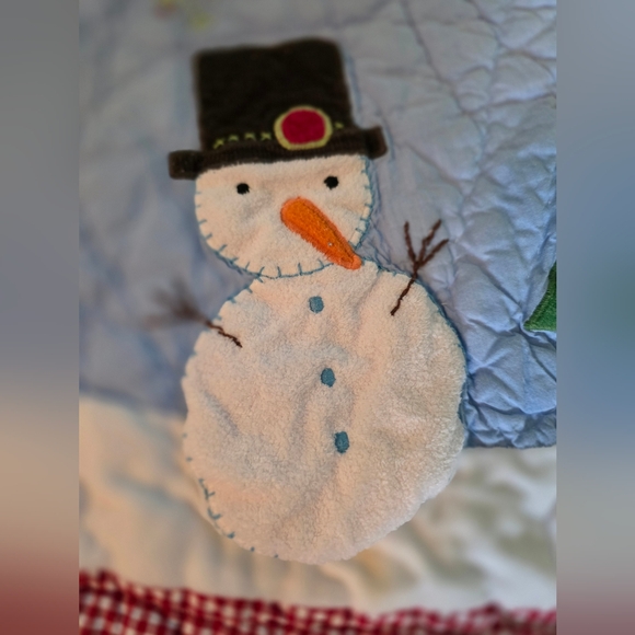 Pottery Barn Kids Vintage Quilted Tree Skirt 60" Applique Santa Reindeer - Picture 4 of 11